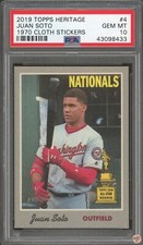 2019 TOPPS HERITAGE 1970 CLOTH STICKERS JUAN SOTO #4 PSA 10 POP 41 (433)