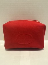 Dior CD logo Beauty Cosmetic Makeup Clutch Bag  Red  NEW