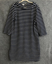Talbots Dress Women's XL Navy Blue Striped Shift Mock Cowl Neck Nautical Knit