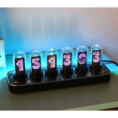 6-Digits RGB Nixie Tube Clock 1.14'' IPS Screen Gesture Control Glow Tube Clock