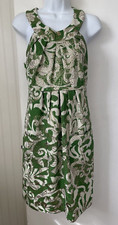 Milly of New York Green Gold Embossed Y-Back Tweed Pocketed Dress 2