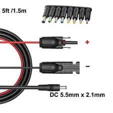 Solar Panel to DC Power 5.5mm x 2.1mm Adapter Cable 16AWG Kit GZ Yeti Jackery