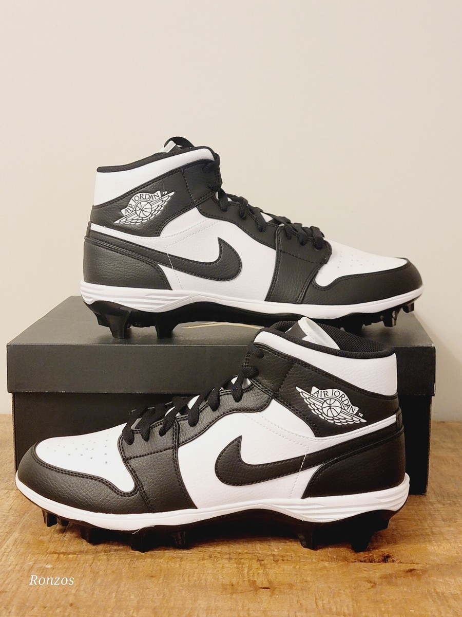 Nike Air Jordan 1 Mid TD White Black Panda Football Cleats  display picture 1