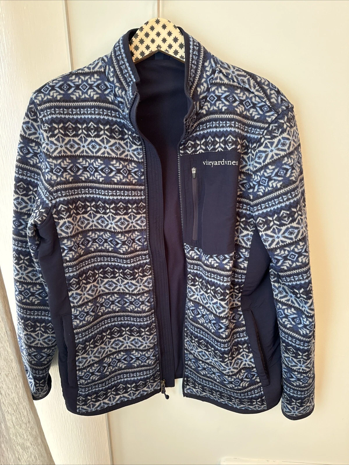Vineyard Vines Dark Blue Nordic Full-Zip Fleece Jacket Mens Small
