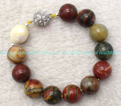 Huge Pretty Natural 12mm Picasso Jasper White Keshi Baroque Huge Pretty Natural 12mm Picasso Jasper White Keshi Baroque
