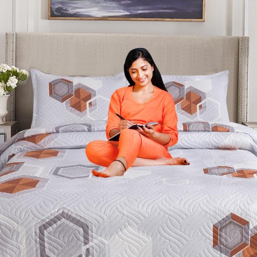 3PCS Quilted Bedspread Set Patchwork Comforter & Pillow Shams Double King - Picture 85 of 221