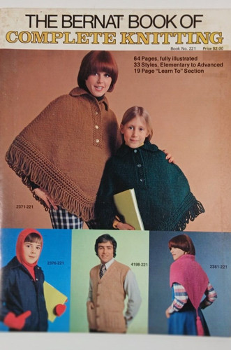 Vintage 1976 The Bernat Book of Complete Knitting Paperback 64 Illustrated Pages
