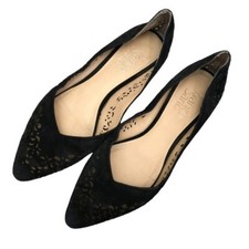 Franco Sarto Selma Black Laser Cut Pointed Toe Flats 6.5