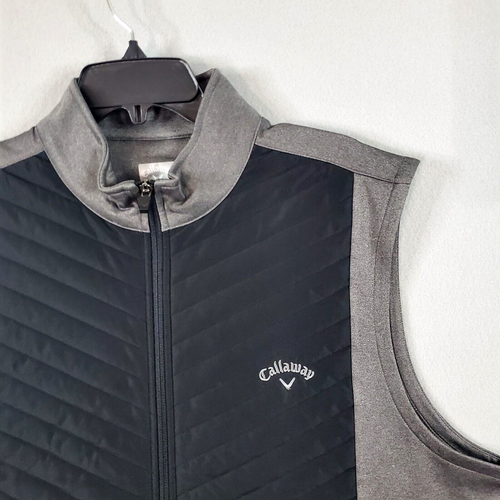 Callaway Golf Full Zip Vest Quilted Black/Grey men's size XL Logo