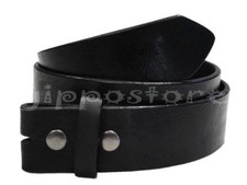 Black Top Grain Leather Snap On Belt Strap For Belt Buckles