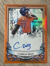 2024 Bowman Sterling Camilo Diaz Orange Refractor Auto Color Match 53/75