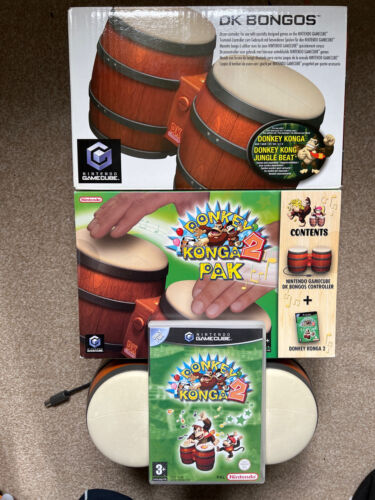 Donkey Konga 2 Bundle Pak Inc Controller Bongos Nintendo GameCube, Wii DK2 Kong - Foto 1 di 15