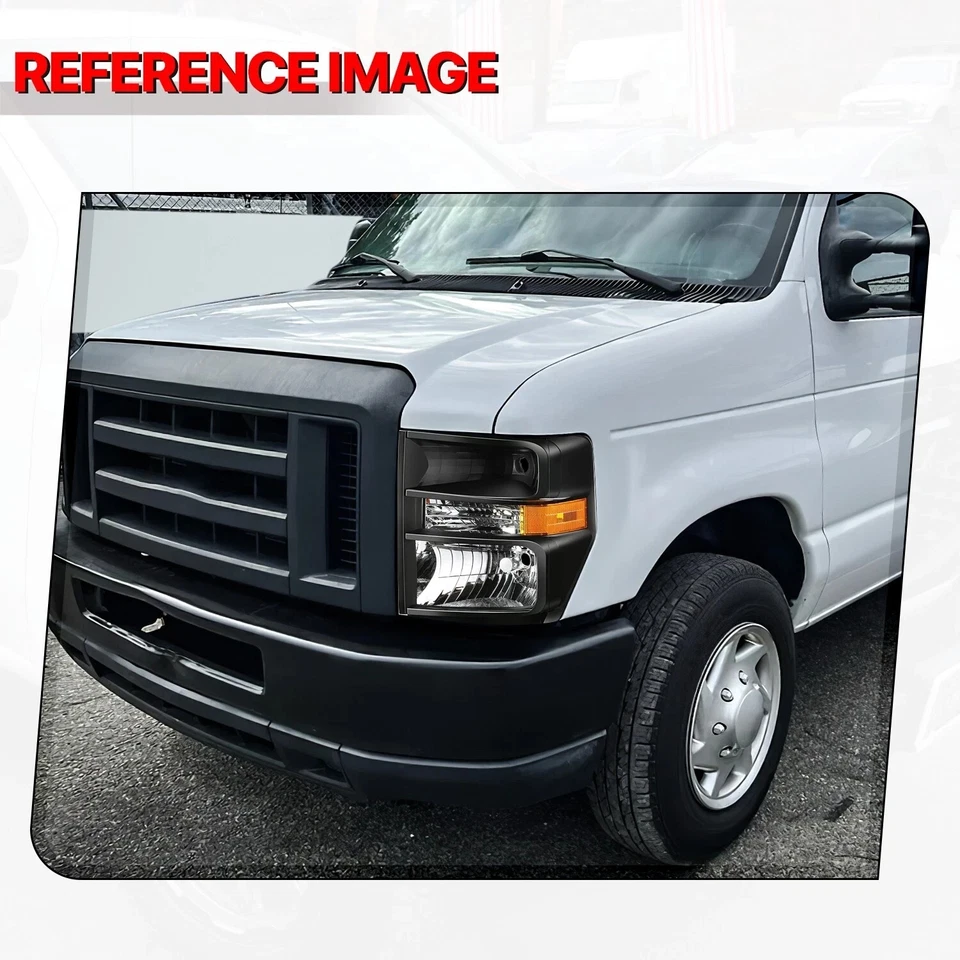 Lámpara de faro negra izquierda+derecha para Ford E-350 Super Duty 2008-2019 08-14 E-150 Foto 2 de 4