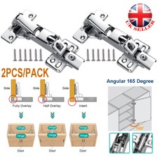 2PCS 165 Degree Kitchen Cabinet Cupboard Concealed Angular Corner Door Hinges UK