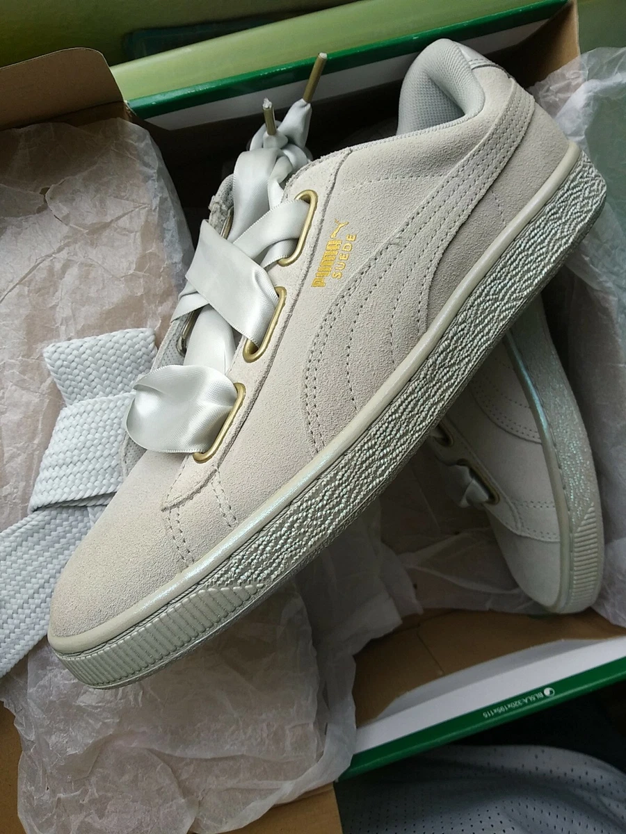 Puma Suede Heart Satin Womens 36271402 Grey Violet Athletic Shoes Size 9.5 NWT