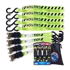 Heavy Duty High Visibility Tie Down Ratchet Strap 20 ft. 2,200 LB 4 Pack