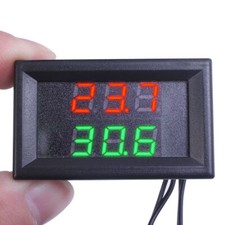 DC 4-28V Dual Digital Temperature NTC Gauge Sensor R/G LED Display Thermometer