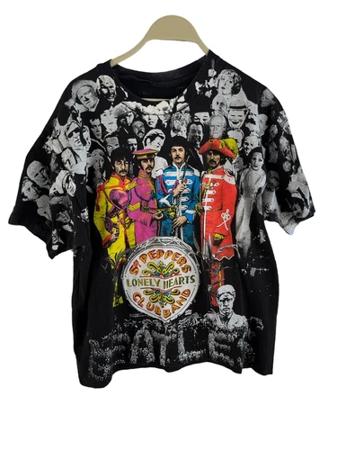 90s The Beatles Sgt Peppers Lonely Hearts Band AOP S 1990s vintage concert t-shirt, vintage, single stitch, B+ condition