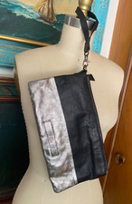 ELK AU Leather clutch Bag Silver & Black leat...