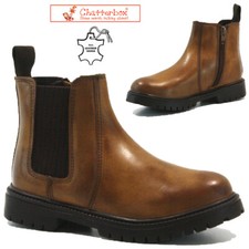 BOYS CHELSEA LEATHER BOOTS BROGUE DEALER SCHOOL ANKLE KIDS INFANTS SHOES SIZE