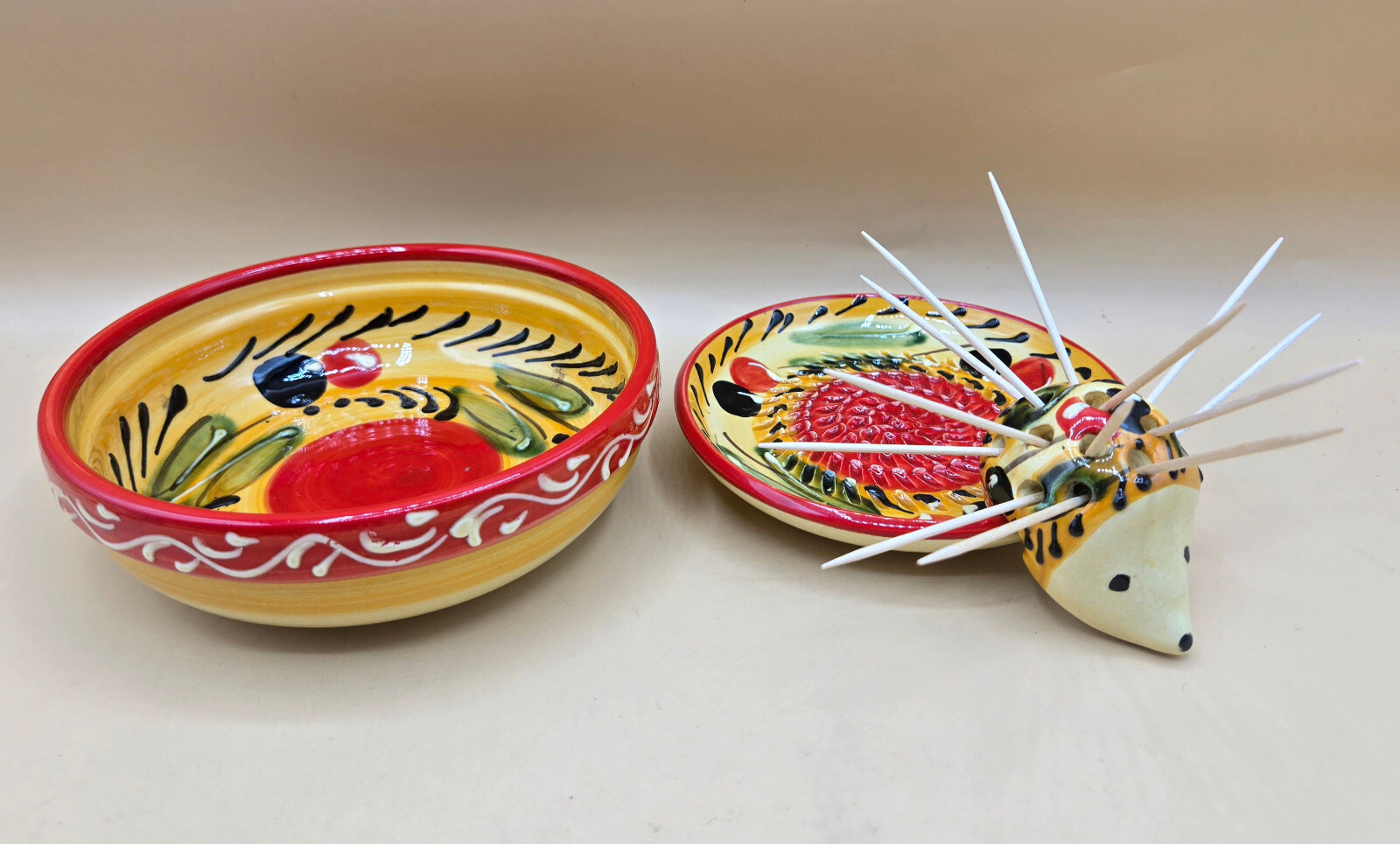 3pc Eleboraclon Artesanal Garlic Grater Zester Handmade & Painted Spain, EUC