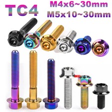 TC4 Titanium Screw Flange Outer Hex Head Ti Bolts Motorcycle Refit M4/M5x6~30mm