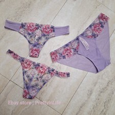 Victoria's Secret Angels embroideried Cheekini thong Vstring 5Z5A floral peony
