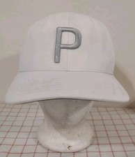 Puma Silver Letter P Cap Hat White Adjustable Snapback Embroidered Logo