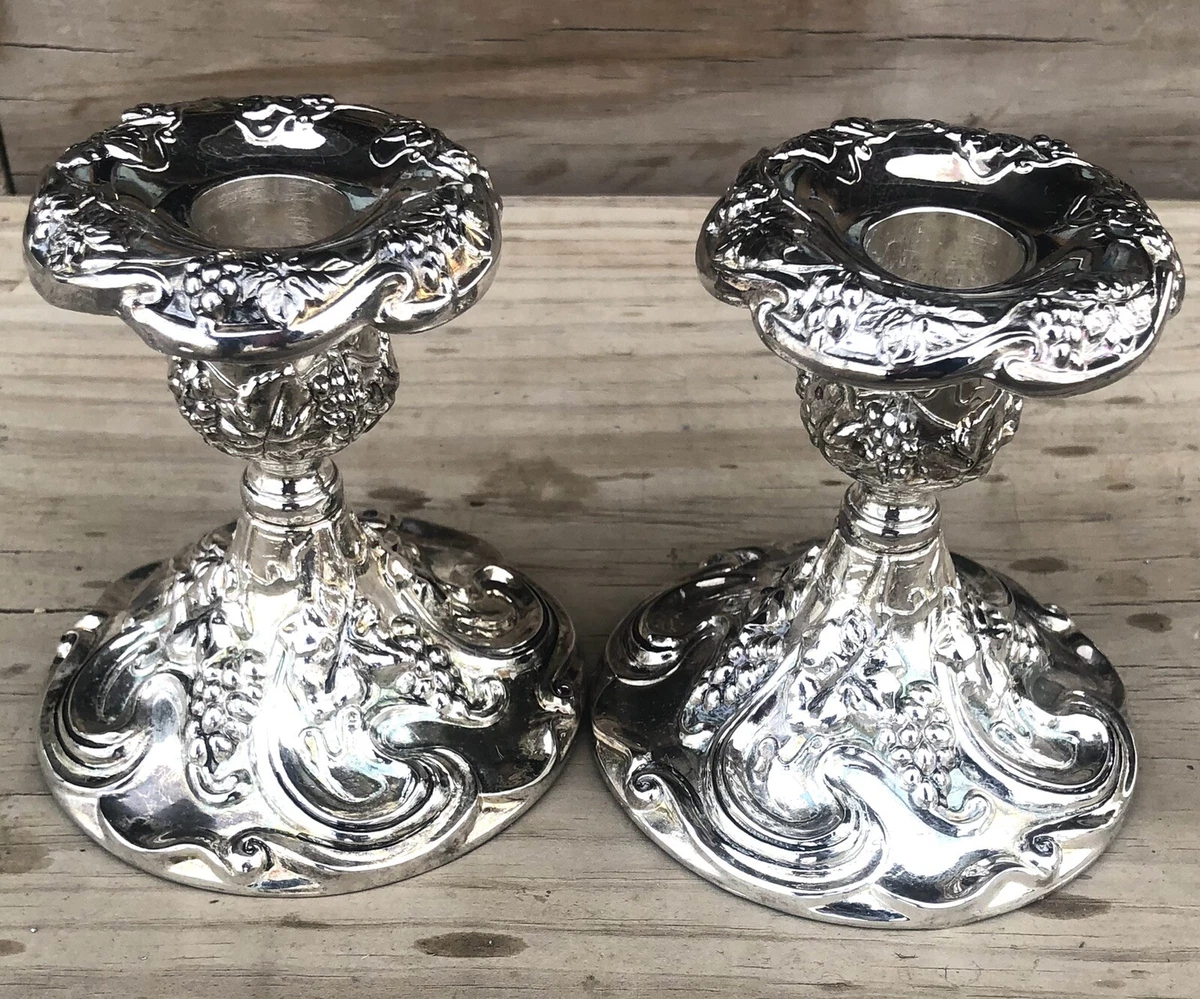Silver glass 2024 candle holders