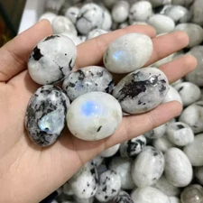 3pcs Natural Rainbow Moonstone Tumbled Polished Stone Rock Mineral Specimens