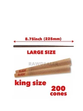 RAW cone Classic King Size Pre-Rolled Cones(200PK)+large size wooden poker