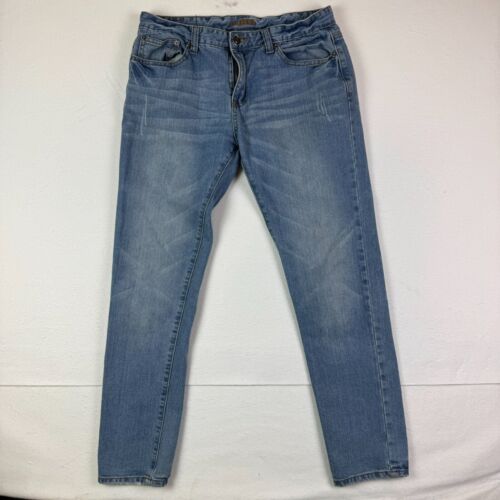 Carbon Skinny flex Jeans Mens 34 X 32 99% Cotton Blue Denim Distressed