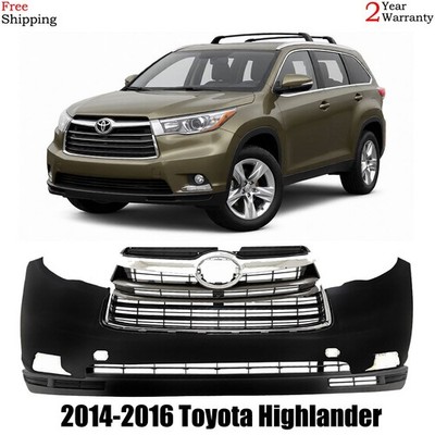 Front Bumper Cover & Grille Assembly Kit For 2014-2016 Toyota Highlander