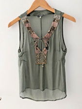 Vintage Giorgio Armani Beaded Silk Top Dark O...