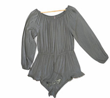 VTG Victoria  s Secret Women  s M Olive Green Viscose Romper Coquette Boho Y2K 70s