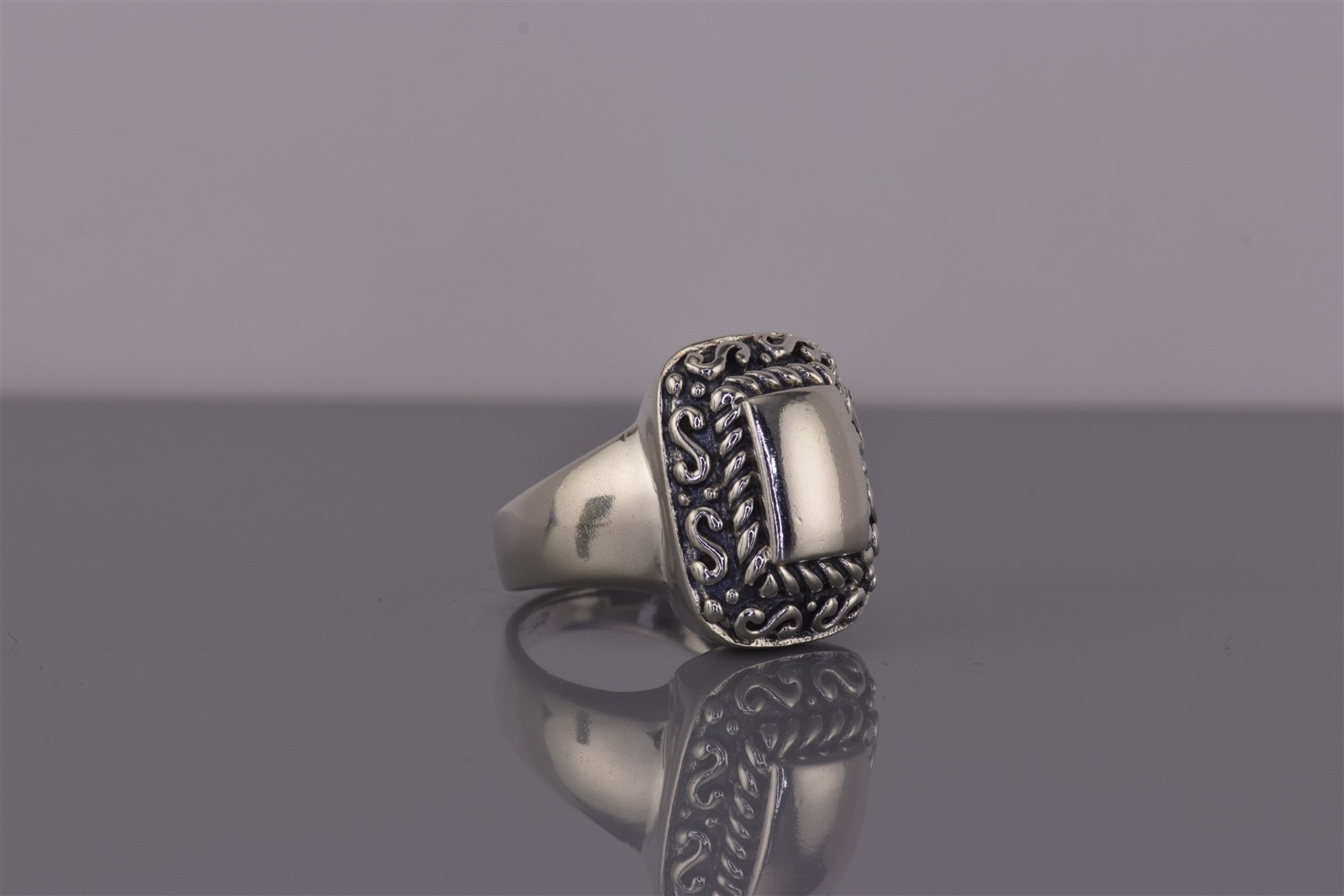 Sterling Silver 18mm Rectangular Scrolled Cable F… - image 2