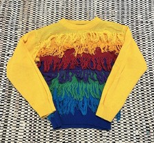Vintage Zazoom Kids Playful Rainbow Fringe Sweater Size 7/8