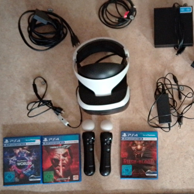 Sony PlayStation VR Headset Set, 2 Move-Controller, Kabel/Netzteil, Spiele etc.