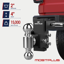 2 Receiver 2 2-516 Dual Ball Iron Black Tow Hitch 4 Risedrop 15k Lbs