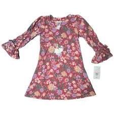 Bonnie Jean Girls Size 10 Floral Print Long Sleeve Dress with Necklace