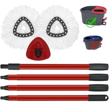 Replacement Mop Heads & Handle for Spin Mop System, 2 Microfiber Refills, 30-58i