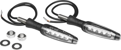 Yoshimura LED Turn Signals Front Pair Clear Lens Black Aluminum Universal