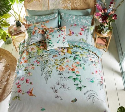 Graham & Brown Ethereal Floral Dawn Tropical Butterfly Print Double Duvet
