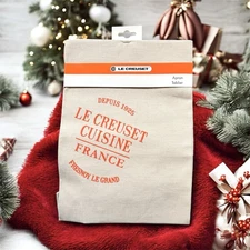 NEW LE CREUSET CUISINE Linen Chef Cooking Apron Pocket Tan/Orange