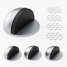 Stainless Steel Half Dome Floor Door Stop SelfAdhesive Rubber Ground 4 PCS