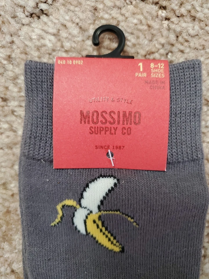 Mossimo Supply Co 2012 Banana Gray Yellow Crew Socks Mens Sz 8-12 New - Image 2 of 4