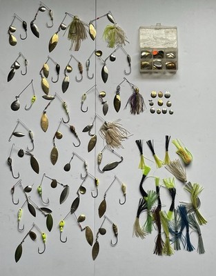 Large Lot 27 Spinnerbait Fishing Lures Bass Pike Spinner Baits- Blades, Skirts