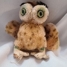 Vintage Steiff Animal Vintage Wittie" Mohair Felt Owl 4 NO Button