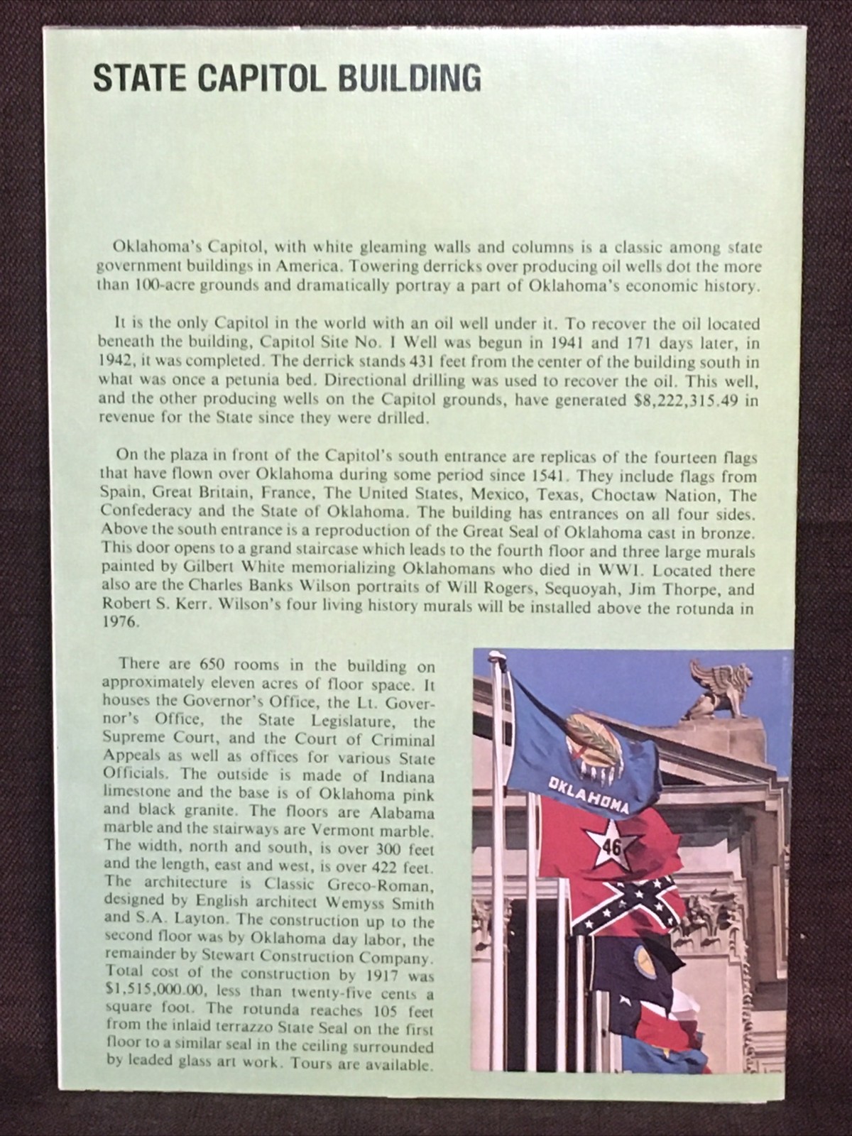 Rare 1970’s Oklahoma!……..Capitol Complex Guide State Capitol Building