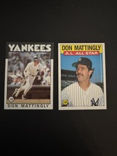 1986 Topps 2 Card Lot Don Mattingly #180 & #712 All Star Card New York Yankees
